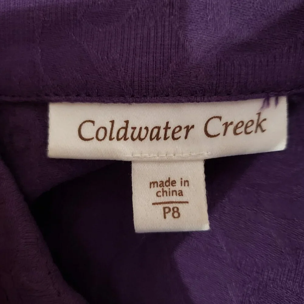 Coldwater‎ Creek PS Jacket Blazer Purple Zip Cotton Pockets Office Minimalist